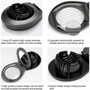 Egg Slicer, BIBURY Egg Slicer for Hard Boiled Eggs, Egg Cutter Heavy Duty Aluminium for Egg Strawberry Mushroom Soft Fruit, Stainless Steel Wire with 3 Slicing Styles - Grey