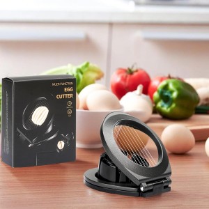 Egg Slicer, BIBURY Egg Slicer for Hard Boiled Eggs, Egg Cutter Heavy Duty Aluminium for Egg Strawberry Mushroom Soft Fruit, Stainless Steel Wire with 3 Slicing Styles - Grey