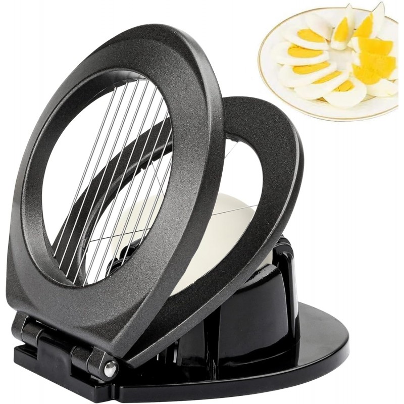 Egg Slicer, BIBURY Egg Slicer for Hard Boiled Eggs, Egg Cutter Heavy Duty Aluminium for Egg Strawberry Mushroom Soft Fruit, Stainless Steel Wire with 3 Slicing Styles - Grey