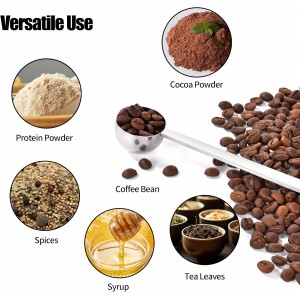 18/8 Stainless Steel Coffee Scoop, Doosu Food-Grade Metal Measuring Spoon with 6.9in Long Handle, Tablespoon Scooper for Coffee Beans, Ground Coffee, Espresso, Protein Powders, Tea, Sugar (1 Tbsp)