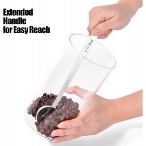 18/8 Stainless Steel Coffee Scoop, Doosu Food-Grade Metal Measuring Spoon with 6.9in Long Handle, Tablespoon Scooper for Coffee Beans, Ground Coffee, Espresso, Protein Powders, Tea, Sugar (2 Tbsp)