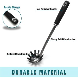 Stainless Steel Spaghetti Spoon - 12.6 Inch Pasta Spoon with Comfortable Grip Design -Metal Pasta Fork Pasta Server - Kitchen Gadgets Pasta Ladle Kitchen Tools