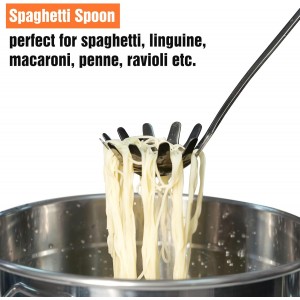 Stainless Steel Spaghetti Spoon - 12.6 Inch Pasta Spoon with Comfortable Grip Design -Metal Pasta Fork Pasta Server - Kitchen Gadgets Pasta Ladle Kitchen Tools