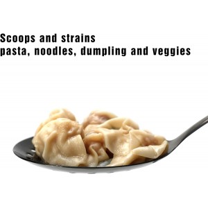 Skimmer Spoon, Slotted Spoons for Cooking, Slotted Spoon, Kitchen Stainless Steel Serving Spoons, Stainless Steel Strainer, Black