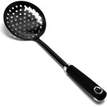 Skimmer Spoon, Slotted Spoons for Cooking, Slotted Spoon, Kitchen Stainless Steel Serving Spoons, Stainless Steel Strainer, Black