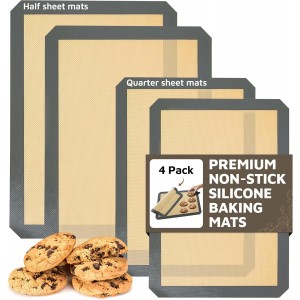 4 Pack Silicone Baking Mat Nonstick 2 Ha...