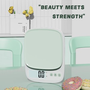 YRY Minimalist Precision Kitchen Scale - 22lbs (10kg) Capacity, 1g (0.035oz) Graduation, Large LCD Display, Tare Function, and ML Unit Green(10kg/1g)