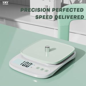 YRY Minimalist Precision Kitchen Scale - 22lbs (10kg) Capacity, 1g (0.035oz) Graduation, Large LCD Display, Tare Function, and ML Unit Green(10kg/1g)