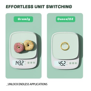 YRY Minimalist Precision Kitchen Scale - 22lbs (10kg) Capacity, 1g (0.035oz) Graduation, Large LCD Display, Tare Function, and ML Unit Green(10kg/1g)