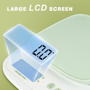 YRY Minimalist Precision Kitchen Scale - 22lbs (10kg) Capacity, 1g (0.035oz) Graduation, Large LCD Display, Tare Function, and ML Unit Green(10kg/1g)