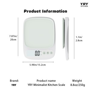 YRY Minimalist Precision Kitchen Scale - 22lbs (10kg) Capacity, 1g (0.035oz) Graduation, Large LCD Display, Tare Function, and ML Unit Green(10kg/1g)