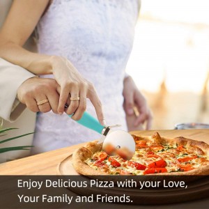 SCHVUBENR Premium Pizza Cutter Wheel - Ultra Sharp Stainless Steel Pizza Slicer with Non-Slip Soft Grip Handle - Multi-Purpose Cutter for Pizza, Dough & Pastry - Dishwasher Safe, Easy to Clean - Blue