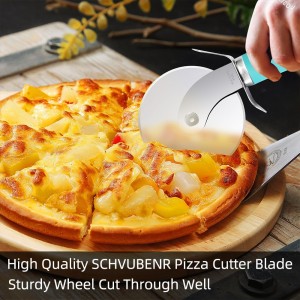 SCHVUBENR Premium Pizza Cutter Wheel - Ultra Sharp Stainless Steel Pizza Slicer with Non-Slip Soft Grip Handle - Multi-Purpose Cutter for Pizza, Dough & Pastry - Dishwasher Safe, Easy to Clean - Blue