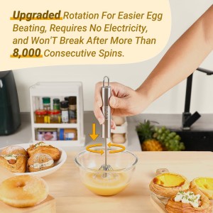 Upgraded Stainless Steel Semi-Automatic Whisk - Easy to Use Whizzy Whisk, Versatile Wisker Tool for Cooking, Kitchen Essential Egg Beater for Baking, Whisking, Beating & Stirring (10in）