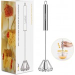 Upgraded Stainless Steel Semi-Automatic Whisk - Easy to Use Whizzy Whisk, Versatile Wisker Tool for Cooking, Kitchen Essential Egg Beater for Baking, Whisking, Beating & Stirring (10in）
