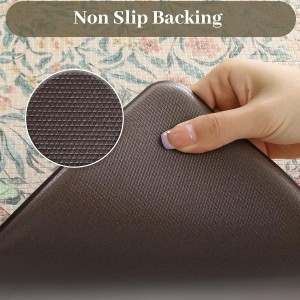 KIMODE Anti Fatigue Kitchen Mats for Floor, Boho Floral Kitchen Rugs Sets of 2, Cushioned Kitchen Floor Mats Non Slip, Comfort Spring Rugs for Kitchen Floor Sink Laundry Desk Beige 17.3