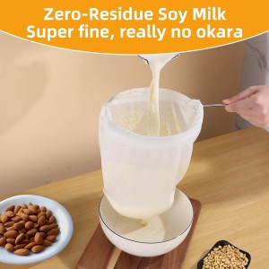 5 Pcs Premium Ultra Fine Mesh Strainer Bags with Stainless Steel Handle, Reusable Nut Milk Bags, Cheese Cloths for Straining Juice, NutMilk, Coffee, Thai Tea, Yogurt and Soup (Small)