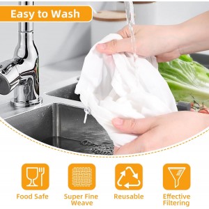 5 Pcs Premium Ultra Fine Mesh Strainer Bags with Stainless Steel Handle, Reusable Nut Milk Bags, Cheese Cloths for Straining Juice, NutMilk, Coffee, Thai Tea, Yogurt and Soup (Small)