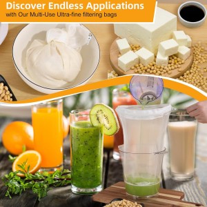 5 Pcs Premium Ultra Fine Mesh Strainer Bags with Stainless Steel Handle, Reusable Nut Milk Bags, Cheese Cloths for Straining Juice, NutMilk, Coffee, Thai Tea, Yogurt and Soup (Small)