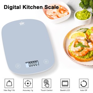 QP Digital Food Scale, 11lb Digital Kitchen Scale, 1g High Accuracy Meat Scale, 6 Units, Cooking Scale with Hook, Ultra Slim Kitchen Weight Scale, Touch Control, Tare Function, Auto Off, LCD Display