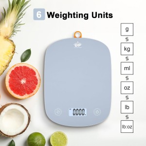 QP Digital Food Scale, 11lb Digital Kitchen Scale, 1g High Accuracy Meat Scale, 6 Units, Cooking Scale with Hook, Ultra Slim Kitchen Weight Scale, Touch Control, Tare Function, Auto Off, LCD Display