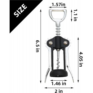 Wine Opener，Premium Wing Corkscrew Wine Bottle Opener，Manual Multi-Function Bottle Opener for Home Use，Upgrade Black