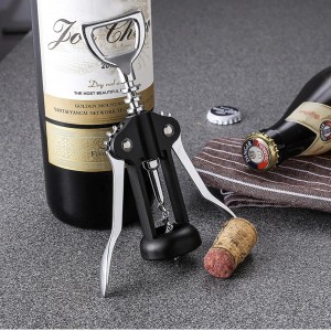 Wine Opener，Premium Wing Corkscrew Wine Bottle Opener，Manual Multi-Function Bottle Opener for Home Use，Upgrade Black