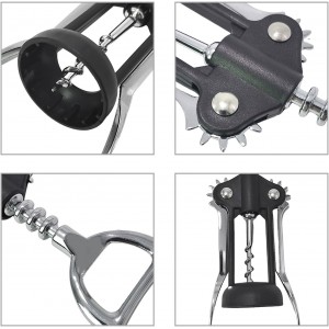 Wine Opener，Premium Wing Corkscrew Wine Bottle Opener，Manual Multi-Function Bottle Opener for Home Use，Upgrade Black