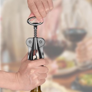 Wine Opener，Premium Wing Corkscrew Wine Bottle Opener，Manual Multi-Function Bottle Opener for Home Use，Upgrade Black