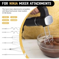 Hand Mixer Beater, Whisk, Dough Hook and Blending Rod for Ninja Foodi Power Mixer System CI100 Series, Hand Mixer Attachment Replacement Accessories CI100, CI101, CC105A, CI105BRN & CI101H, 6 Pcs