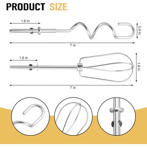 Hand Mixer Beater, Whisk, Dough Hook and Blending Rod for Ninja Foodi Power Mixer System CI100 Series, Hand Mixer Attachment Replacement Accessories CI100, CI101, CC105A, CI105BRN & CI101H, 6 Pcs