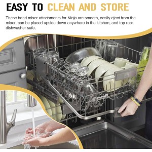 Hand Mixer Beater, Whisk, Dough Hook and Blending Rod for Ninja Foodi Power Mixer System CI100 Series, Hand Mixer Attachment Replacement Accessories CI100, CI101, CC105A, CI105BRN & CI101H, 6 Pcs