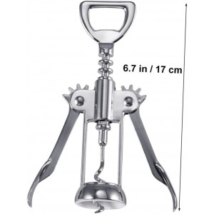 Silver Plated Winged Wine Bottle Corkscrew Opener Easy to Use Design for Home Kitchen Bar Convenient Wine Bottle Opener Long