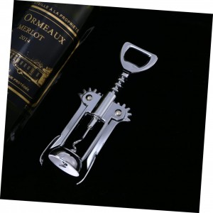 Silver Plated Winged Wine Bottle Corkscrew Opener Easy to Use Design for Home Kitchen Bar Convenient Wine Bottle Opener Long