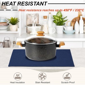 Cloth Placemats Set of 6, Cotton Linen Blend Machine Washable Double Layered Durable Place Mats Heat Resistant Placemats Wrinkle Free Thick Fabric Dining Table Mats (Navy Blue, 6)