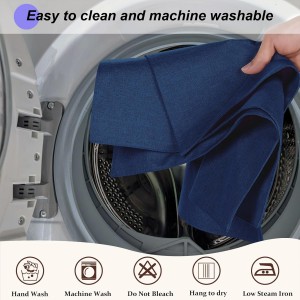 Cloth Placemats Set of 6, Cotton Linen Blend Machine Washable Double Layered Durable Place Mats Heat Resistant Placemats Wrinkle Free Thick Fabric Dining Table Mats (Navy Blue, 6)