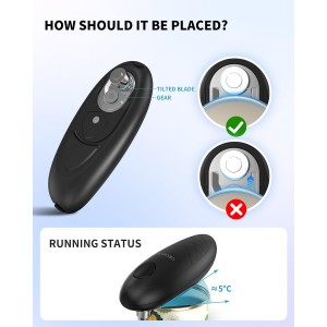 CIRCLE JOY Electric Can Opener, One-Touch Automatic Can Opening with Smooth Edges, Food Safety Handheld Battery-Operated Can Opener for Kitchen and Seniors, Black