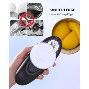 CIRCLE JOY Electric Can Opener, One-Touch Automatic Can Opening with Smooth Edges, Food Safety Handheld Battery-Operated Can Opener for Kitchen and Seniors, Black