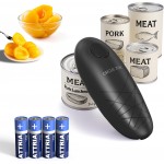 CIRCLE JOY Electric Can Opener, One-Touch Automatic Can Opening with Smooth Edges, Food Safety Handheld Battery-Operated Can Opener for Kitchen and Seniors, Black