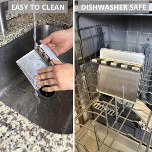 Modern Stainless Steel Spoon Rest (Brushed Nickle) | Kitchen Utensil Holders for Stove Top | Counter Spatula Holder | Stovetop Spoon Rest