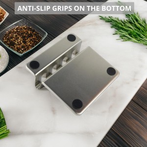 Modern Stainless Steel Spoon Rest (Brushed Nickle) | Kitchen Utensil Holders for Stove Top | Counter Spatula Holder | Stovetop Spoon Rest