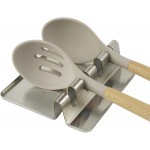 Modern Stainless Steel Spoon Rest (Brushed Nickle) | Kitchen Utensil Holders for Stove Top | Counter Spatula Holder | Stovetop Spoon Rest