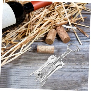 Wing Corkscrew Wine Bottle Opener Multifunctional Cork Remover with Ergonomic Non-slip Wings Compact Design for Parties and Home Use Stainless Steel Silver