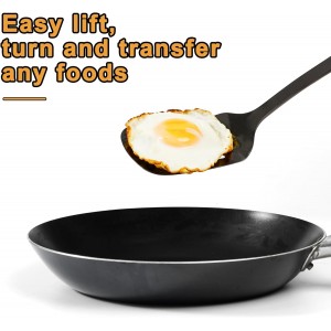 FJNATINH Stainless Steel Wok Spatula,Slotted Spatulas,Ladle,Skimmer Ladle Tool Set,Mirror Polished Cooking Utensils Kitchen Cookware, Pack of 4,Black