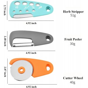 Kitchen Gadgets Set 6 Pieces, Space Saving Cooking Tools Kitchen Accessories-Garlic/Ginger Grinder, Cheese Grater, Vegetable/Fruit Peeler, Pizza Cutter, Herb Stripper, Bottle Opener, Gadgets Gift Set