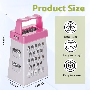 Mini Cheese Grater, 3Pcs Stainless Steel Box Grater with Handle Professional Cheese Slicer Grater for Kitchen Slicer Cheese Ginger Vegetable Multifunction Dishwasher Safe