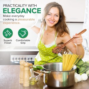 Wooden Pasta Spaghetti Spoon with Teeth, Teak Slotted Pasta Spaghetti Strainer Spoon for Cooking Serving Collecting, Wooden Pasta Fork Server Utensil with Claws, Wood Noodle Strainer,12.8″, Brown