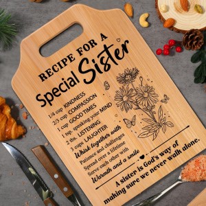 Gifts for Sister, Sister's Birthday Gifts from Sister, Recipe for A Special Cutting Board, Christmas Mothers Day Valentines Day Present for Sisters