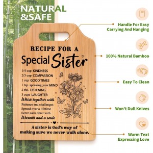 Gifts for Sister, Sister's Birthday Gifts from Sister, Recipe for A Special Cutting Board, Christmas Mothers Day Valentines Day Present for Sisters