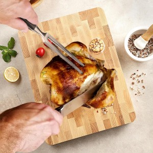 Heavy Duty Stainless Steel Carving Fork 11.6 Inch BBQ Meat Fork & Serving Fork for Cooking Roasting Meat Shredding (POM Handle)